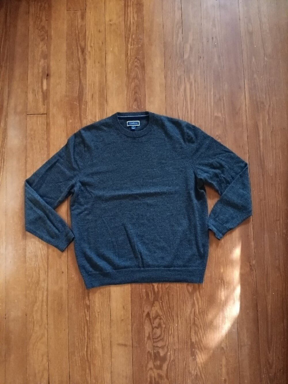 Mens XL Merino Wool Blend Crewneck Sweater Lightweight Layering Preppy Academia
